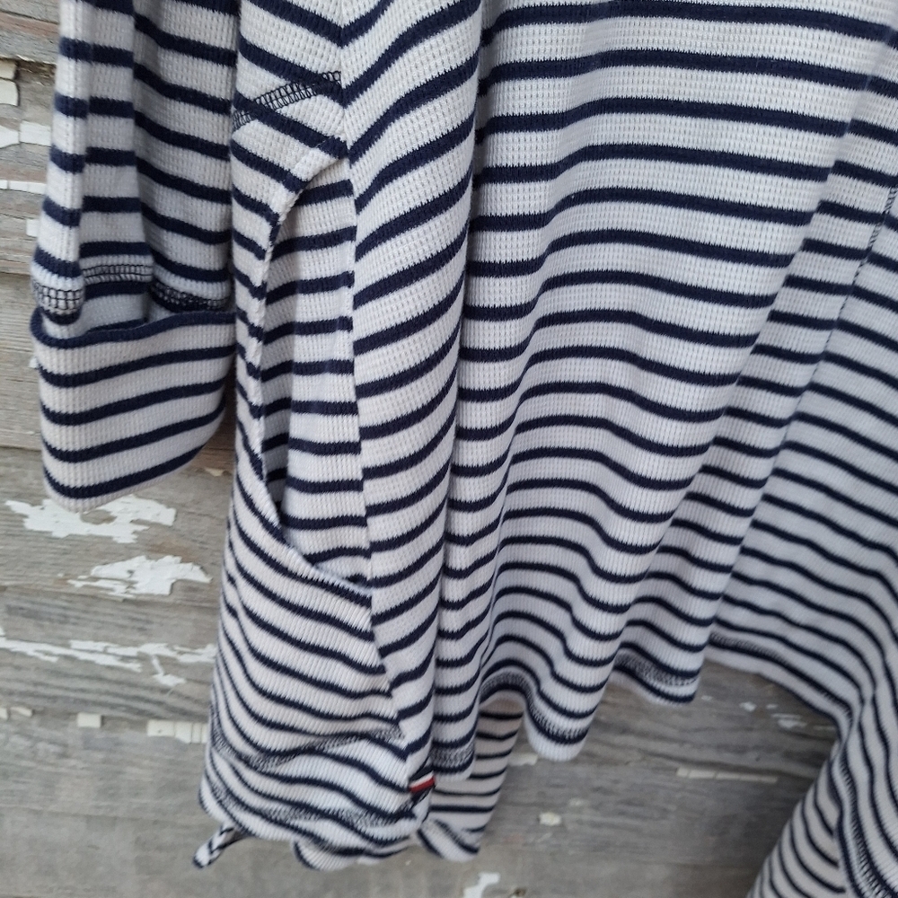 Tommy Hilfiger Slub Knit Thermal Open Wrap Cardigan Size 1X Striped - Picture 5 of 7